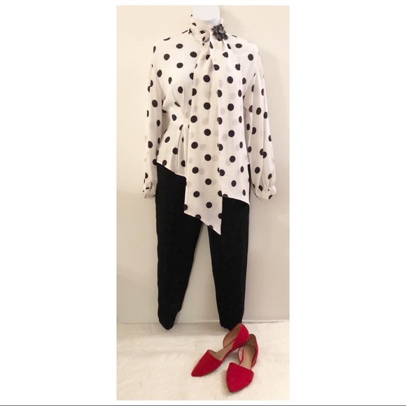Black and White Polka Dot Blouse - Picture 3 of 4